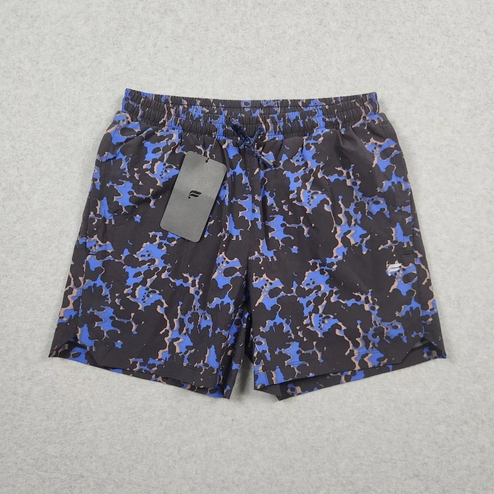 Fabletics Shorts Men Small Black Blue The Swim Trunk Lined Beach Swim Active NEW